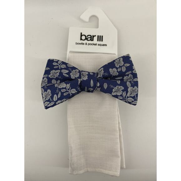 Bow Tie & Pocket Square Bundle - Alfani Laurel Stripe & Bar III Floral Print NEW - Picture 4 of 11
